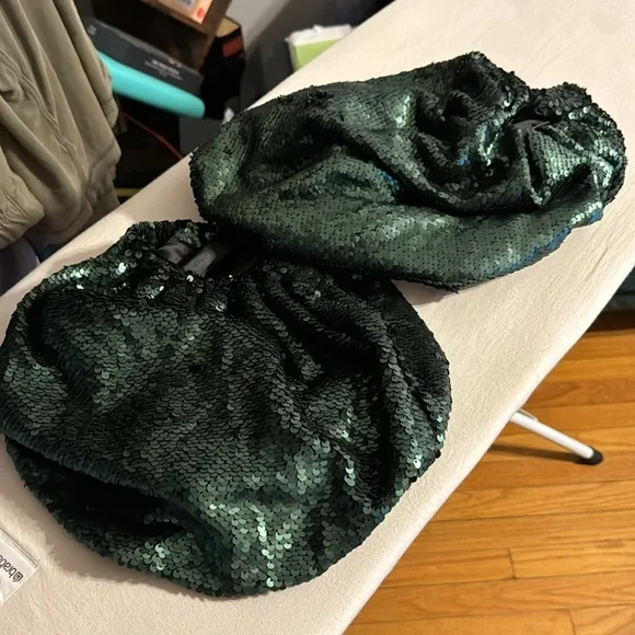 ✨ NWOT Anthropologie Emerald Sequin Sleeves - Picture 6 of 8